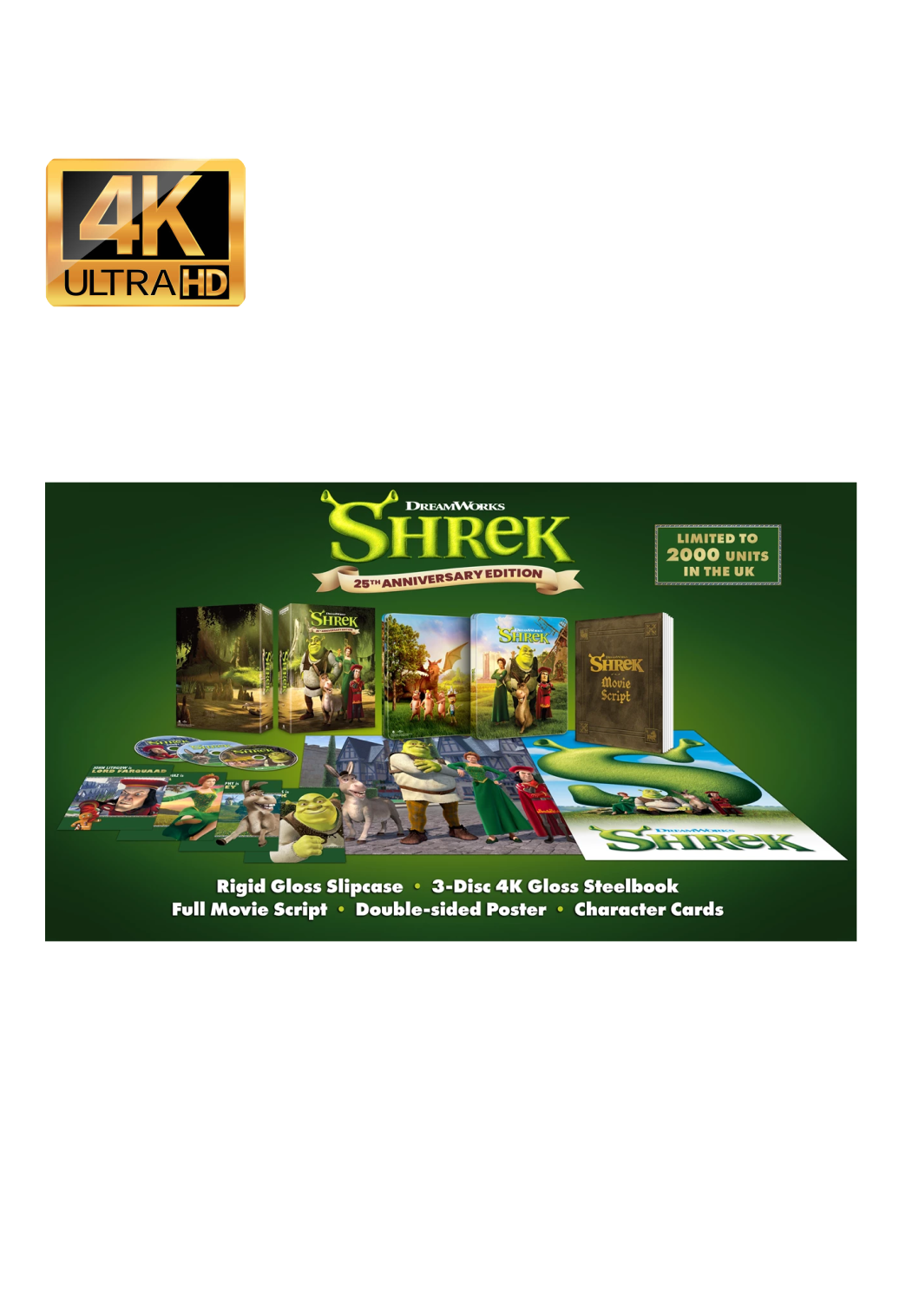 Shrek Limited Collectors Edition Steelbook 4K Ultra HD + Blu-Ray - UK Import