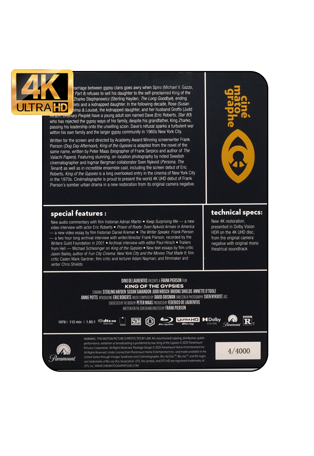 King of the Gypsies (4K Ultra HD + Region A Blu-ray)