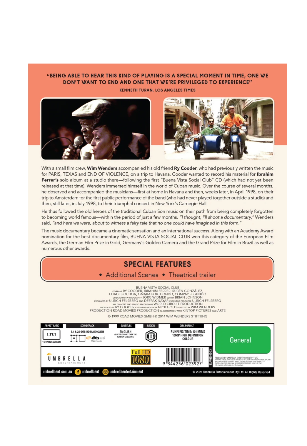 Buena Vista Social Club (1999) (Blu-ray) – World Cinema #4