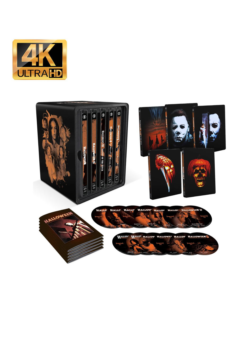 Halloween I - V (1978 - 1989) - 4K UHD + Blu-ray - Limited Edition SteelBook Library Collection - Imprint Collection #475 - 479