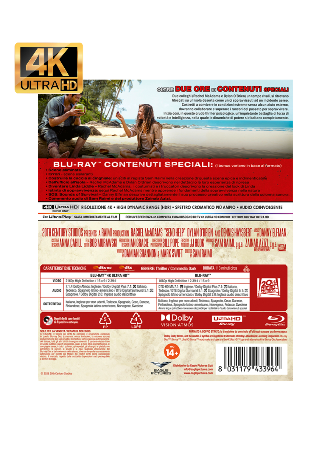 Send Help (4K Ultra HD + Blu-ray) – Italy Import (Includes English audio & subtitles)