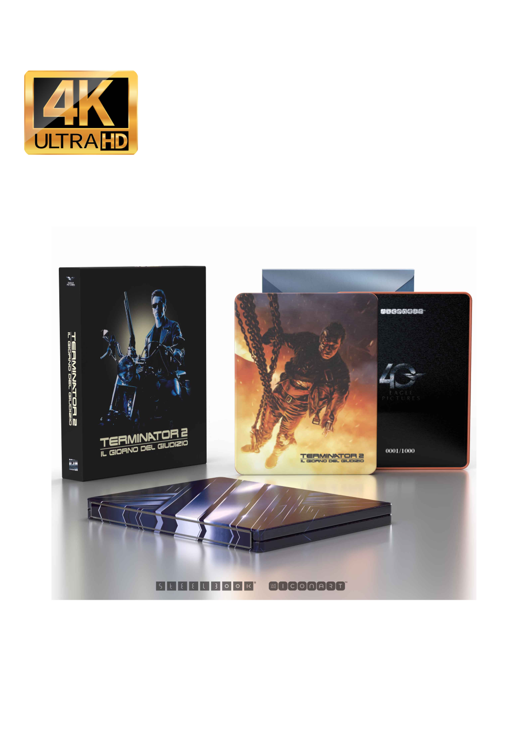 Terminator 2: Judgment Day (Icon Collection) (4K UHD + Reg B Blu-ray SteelBook) – Italy Import (English Audio, No English Subtitles)