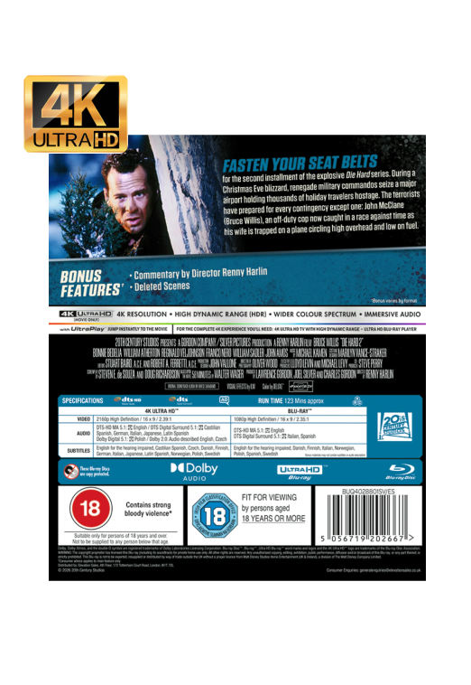 Die Hard 2 - Die Harder 4K UHD + Blu-ray [Region Free] - UK Import