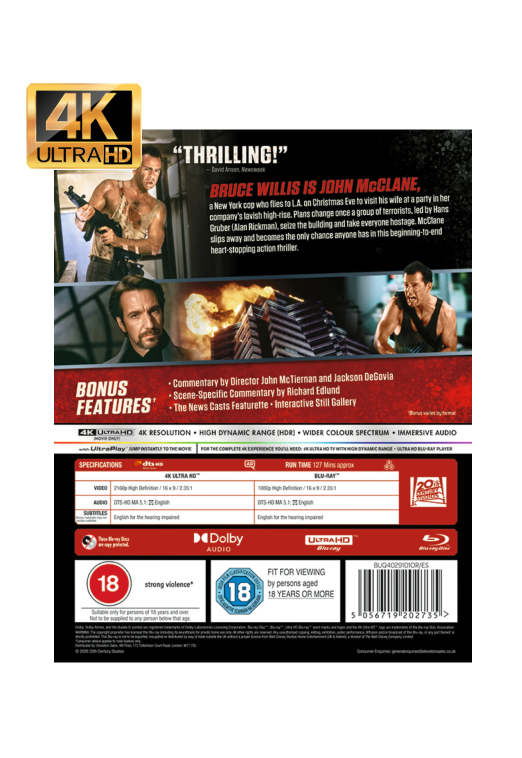 Die Hard 4K UHD + Blu-ray [Region Free] - UK Import